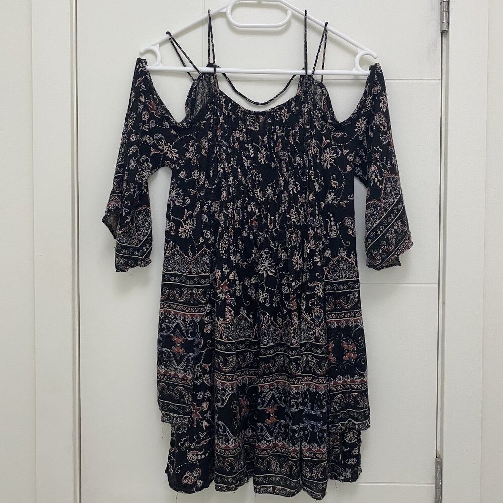 Ecote - Black Floral Beach Dress (XS)